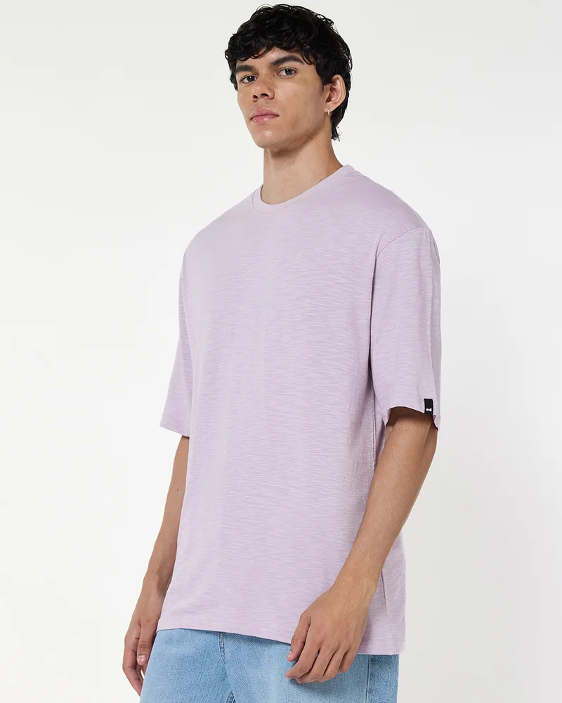bewakoof Men's Purple Oversized T-shirt
